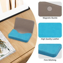 JONYEE Business Credit Card Holders, Magnetic Sealing Anti Drop, PU Leather Debit Card Protector Organizer Case (Light Blue)
