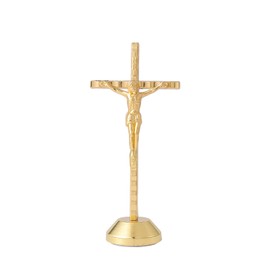 Imerance Crucifix Wall Cross Small Metal Slender Catholic Crosses Golden Cross Wall Décor(4.72inches - Golden)