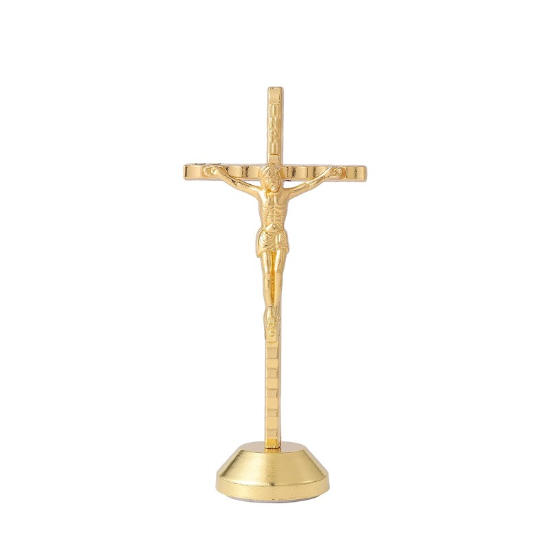 Imerance Crucifix Wall Cross Small Metal Slender Catholic Crosses Golden