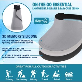 EINSKEY Women's Wide Brim Sun Visor, UPF50+ Seamless Ponytail Hat Packable Quick Dry for Sports Golf Tennis Running Beach Light Grey