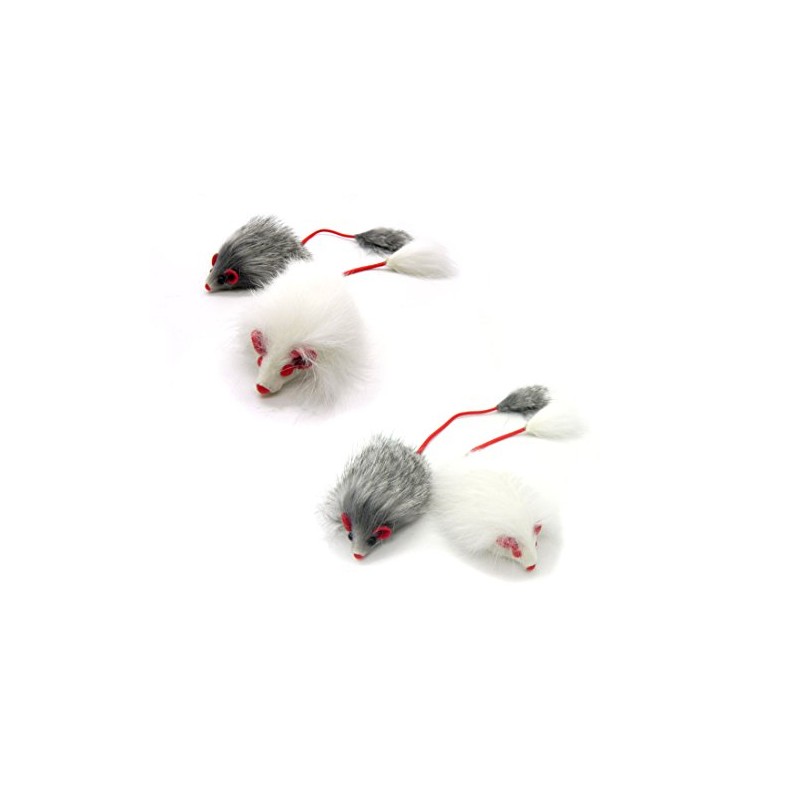 Kats'N Us Real Rabbit Fur Long Hair Mouse with Elastic
