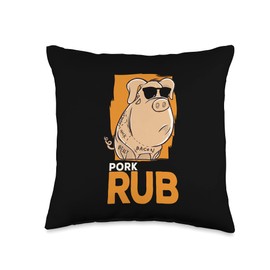 Rub Meat "Pork Rub" Funny BBQ Barbecue for Men Throw Pillow