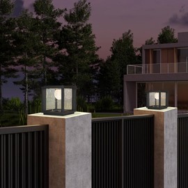 WENZIFI Solar Outdoor Post Lights Modern Solar Column Caps Lights IP65 Waterproof Pillar Lights Outdoor Square Fence Deck Cap Lights Outside Housing Solar Landscape Lights for Fence