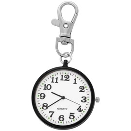 Realpoo Uncovered Men's Quartz Pocket Watch with Key Chain,Portable Quartz Arabic Digital Dial Pocket Watches for Men