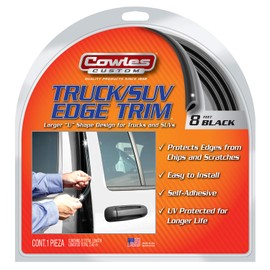 Cowles Custom - 8 ft of Black Truck/SUV Door Edge Guards, U-Shape PVC Edge Trim Stays on with Self Adhesive Hot Melt Glue Protects from Scratches/Dings and Opening into Walls or Other Cars