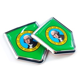 Newperlite Washington Flag Decal Sticker Car Emblem Washington Flag Car Decoration Accessories Chrome Shield for Truck Vehicles Cars, 2 Pack