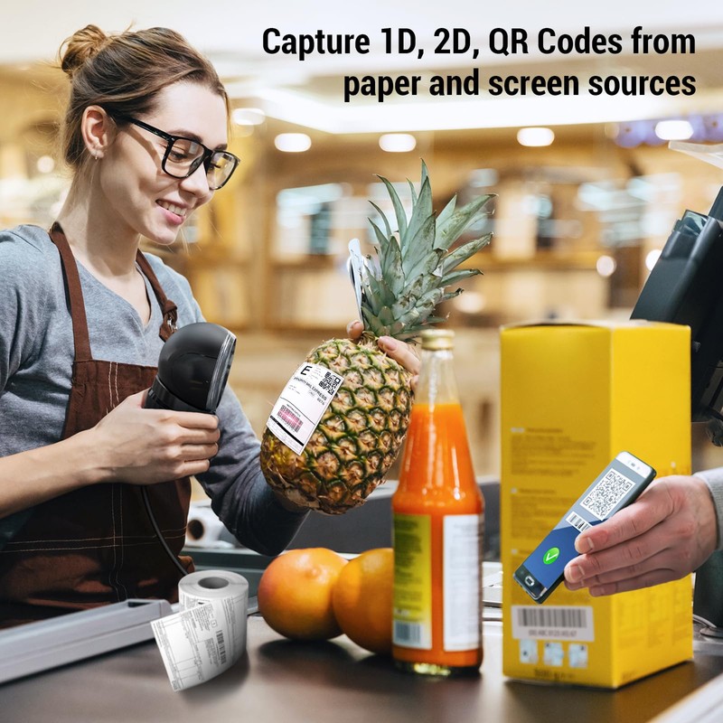 Tera Barcode Scanner Desktop Omnidirectional: 1D 2D QR Hands Free