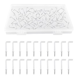 UFURMATE 80Pcs Screw in Hooks L Shaped Hooks with White Plastic-Coated Surface Shouldered Dresser Cup Hooks Right Angle Hooks Self Tapping Screw Hooks for Indoor and Outdoor Hanging