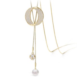 GrandslamEX Long Necklace, Women's Fashion, Long Necklace, Y-Shape, Glitter, Sweater Chain, Gift, Women's Accessories, Jewelry, Lariet