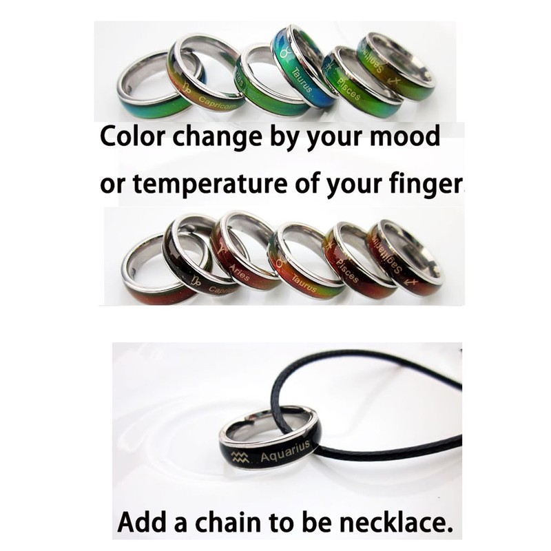 ACCHEN Mood Ring 12 constellation Changing Color Emotion Feeling Finger