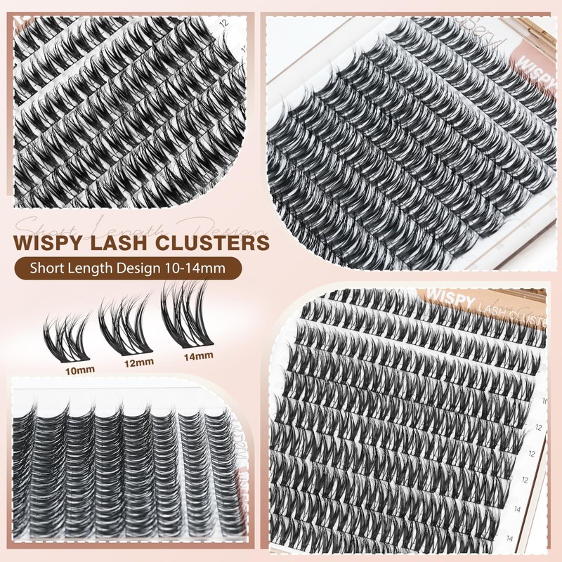 Wispy Lash Clusters Natural Fluffy Eyelash Clusters CD Curl 10-14MM