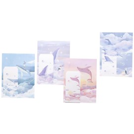 DOITOOL 4Sets Fresh Style Illustrated Letter Paper Stationery Set Unique Designs for Personal Notes Birthdays and Wishes and Reusable Envelopes Included