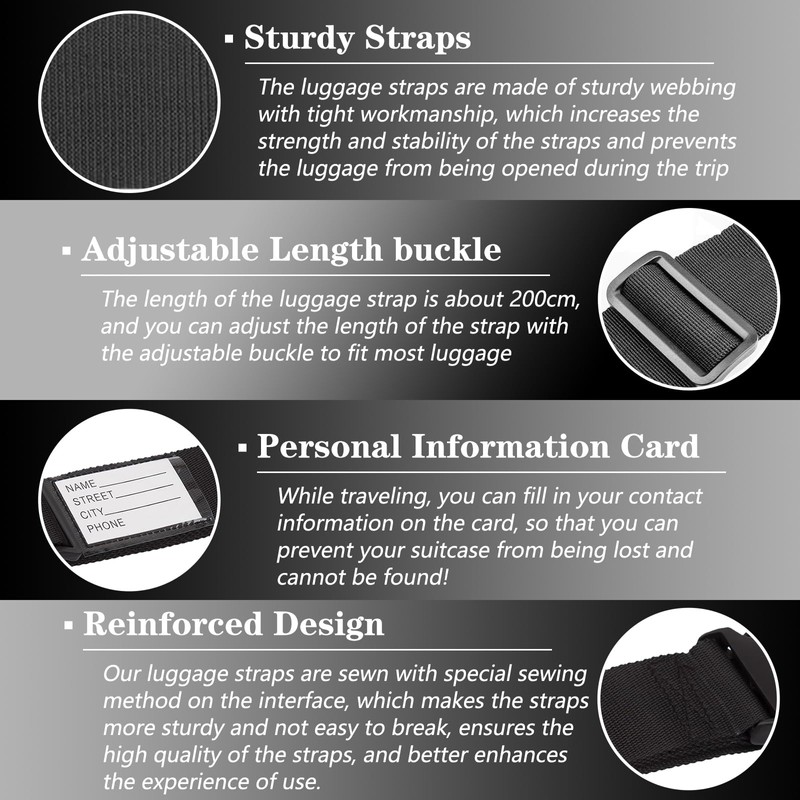 2 Pack Luggage Straps, Adjustable Luggage Straps for Suitcases, Heavy