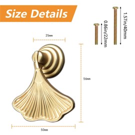 Morobor Ginkgo Leaf Shape Knob Handles, 6pcs Golden Drop Pendant Pull Handle ,Hardware Drawer Single Hole Handle for Wardrobe Cupboard Closets Cupboard