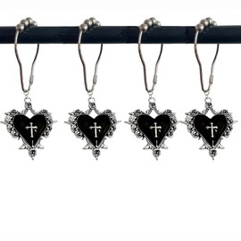 Halloween Shower Curtain Hooks, 12Pcs Heart Cross Decorative Shower Rings