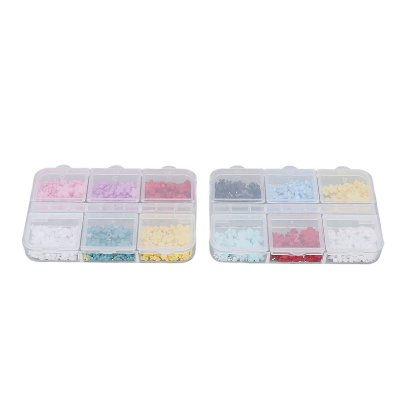 2 Boxes 12 Grids 3D Flower Nail Charms Resin DIY