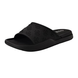Guess Men's MAGARIA Slide Sandal, Black Logo Multi 001, 11