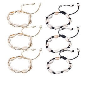 COLORFUL BLING 6 pcs Womens Anklet Bracelets Neclace with Shell Boho Beach Seashell Ankle Bracelet Adjustable Summer Surfer Cowrie Anklet Beach Foot Jewelry - 6 Pcs