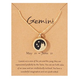 Choice of All Zodiac Necklace for Women: Gemini Constellation Coin Embossed Astrology Horoscope Necklace for Teen Girls, Adults, and Women
