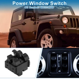 A ABSOPRO Power Window Switch No.4602756AB Window Control Switch for Jeep Wrangler 2007-2010 Black