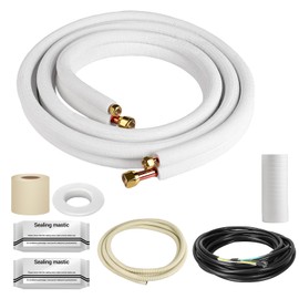 TZKQ Mini Split Line Set 10FT 1/4" & 3/8" OD Copper Tube with PE Insulation for Air Conditioner Parts & Accessories, Heat Pump and HVAC Systems Including Flared Nuts and Installation Kit