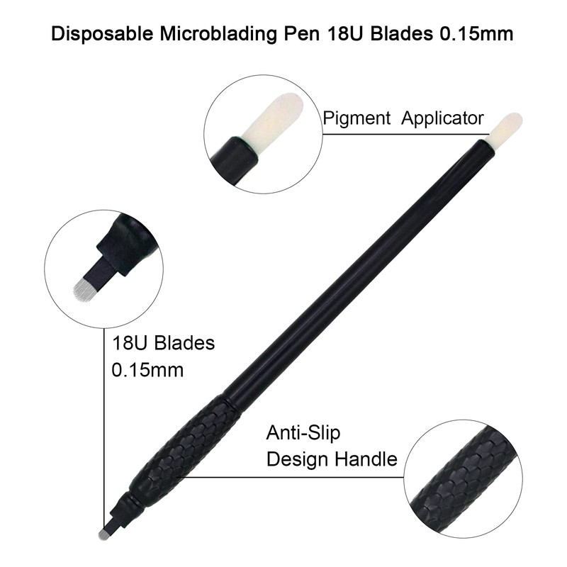 Pack of 10 Black Disposable Microblading Pen with Needles Nano