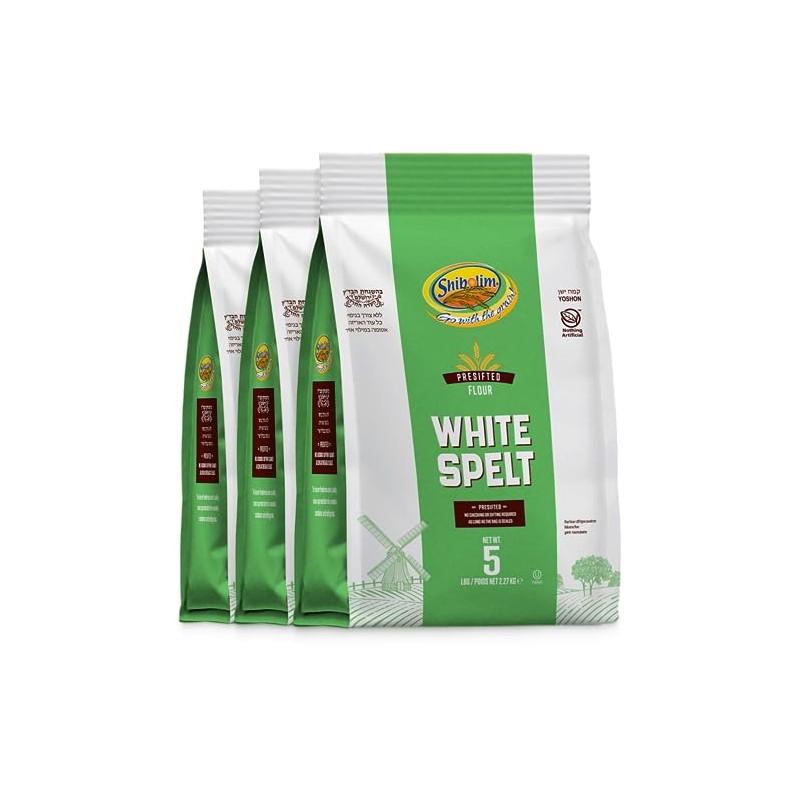 Shibolim White Spelt Flour, 5lb (3 Pack) | Triple Sifted