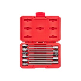 TEKTON 3/8 Inch Drive Long Ball End Hex Bit Socket Set with Case, 11-Piece (3-10 mm) | SHB91320