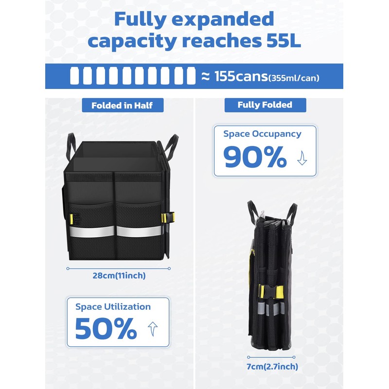 Oasser Car Trunk Organizer, Collapsible Waterproof Multi Compartments Car Storage