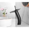 Chiczam Waterfall Vessel Faucet, Black, 1 Hole, Lead-Free Solid Brass,