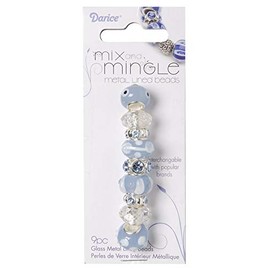 Darice Mix and Mingle Glass Lined Metal Beads, Light Blue 2