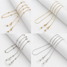 Lunpog 7 Pieces Glasses Chain Women's Glasses Chain Mask Chain Mask Strap Glasses Strap Chain for Sunglasses Elegant Glasses Holder Beads Mouth Guard Chain Glasses Chain Gold/Silver/Black, As Shown