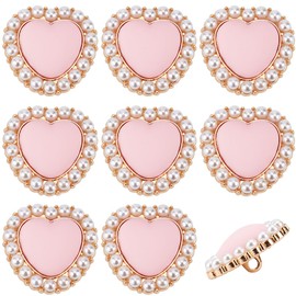 GORGECRAFT 15Pcs Pink Heart Shaped Buttons Heart Pearl Buttons Alloy Decorative Buttons Faux Pearl Buttons Pearl Peach Heart Button for Clothes Cardigans Coat Sweater Suit Craft Projects, 22.5x21.5mm