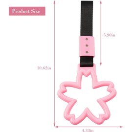 1Pieces Car Handle Ring, Sakura Shaped Handle Hand Strap for Subway Train Bus, Car Exterior Accessories and Rear Bumper Warning Ring(Pink)