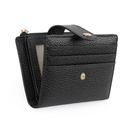 GOIACII Women's Small Purse Women's Leather RFID Blocking Slim Wallet Small and Short Format Wallet for Women with Zip Coin Compartment, A01-black., Minimalist