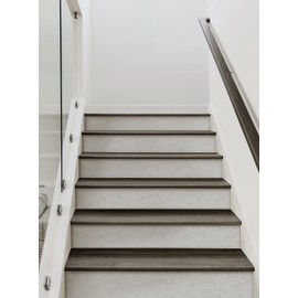 Canvas Look Peel and Stick Stair Riser Strips (15 Pack - 48" w x 6.5" h, Light Grey)