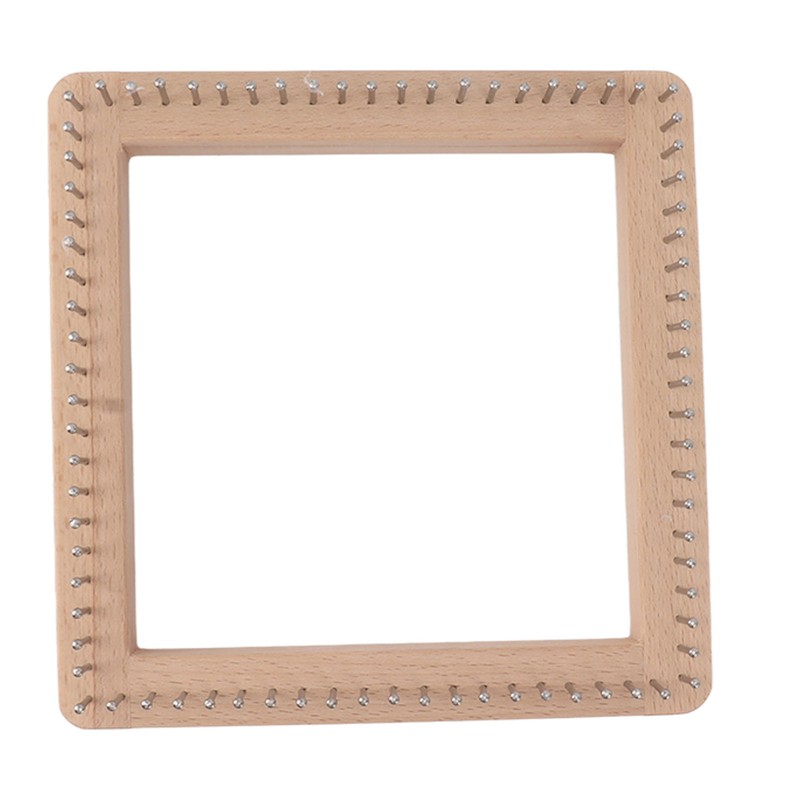 Mini Square Knitting Tool with Hooks Wooden Crochet Board for