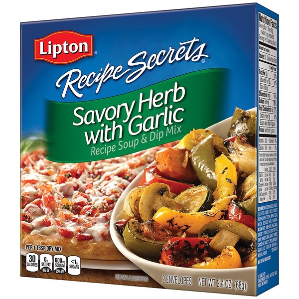 Lipton Recipe Secrets Recipe Soup & Dip Mix, Savory Herb with Garlic, 2 envelopes 2.4 oz, (Pack of 4)