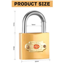 2 Pcs Padlock with Key 32mm Locker Lock with 3 Keys Luggage Lock Luggage Locks Suitcase Lock for Suitcase Luggage Gym Locker Cabinets Drawers Gold
