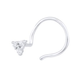 0.03 Carat 3-Stone Diamond Nose Pin Stud in 14K White Gold