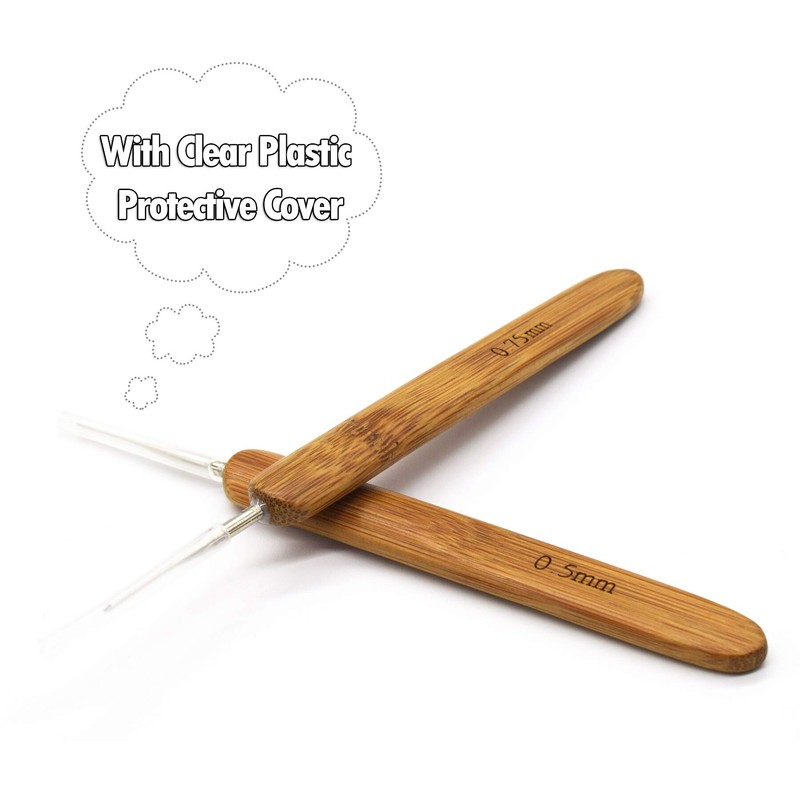 AUEAR, 2 Pack Dreadlock Crochet Hook Needle Tool with Bamboo