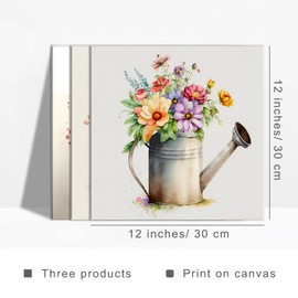 Piy Painting Picture of Blooming Flowers, Colourful Flower Pictures, Canvas Pictures, Art Prints on Canvas, 30 x 30 cm, Living Room Decoration, Modern for Bedroom, Kitchen, Set of 3