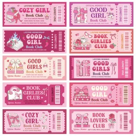 Laffact Pink Bow Book Club Bookmarks, 120Pcs Book Lover Read Birthday Gifts