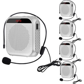 YCWF Portable Voice Amplifier for Teachers,Rechargeable Portable Microphone with Speaker,Wired Microphone,Pa System for Outdoors, Teaching, Meeting, Tour Guide, Yoga(5PCS,White)