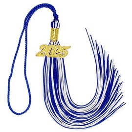 2025 Tassel Graduation White and Blue Graduation Tassel 2025 with Date Charm (Mixed White and Blue)