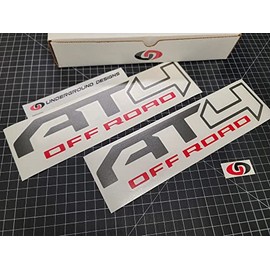 AT4 Off Road Decals (2-Pack) Fender Stickers Bedside 4x4 Emblem Badges Fits 2019-2023 GMC Sierra 1500 2500 (Charcoal Metallic & Red)