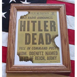 Framed World War Two, WW2 Newspaper. Nazi ADOLF HITLER DEAD, 1945
