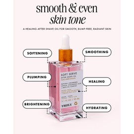 Truly Beauty Soft Serve After Shave Oil | Hydrating Treatment for Ingrowns & Irritation | Peptides, Hyaluronic Acid & Strawberry Extract | Soothes & Smooths Skin | Strawberry Vanilla Scent (3.1 Fl Oz)