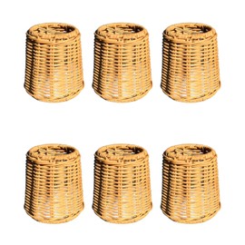SET OF SIX Brown Wicker 4 Inch Clip On Chandelier Lamp Shades (6)