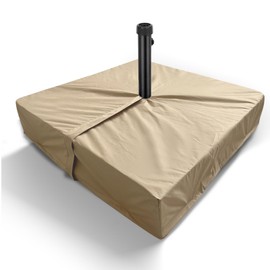 Patio Umbrella Base Cover Waterproof for Outdoor Umbrella Base,Heavy Duty 600D Windproof Anti-UV Anti fading,30"L x 30"W x 5"H,Outdoor Square Umbrella Stand Base Covers（Beige）
